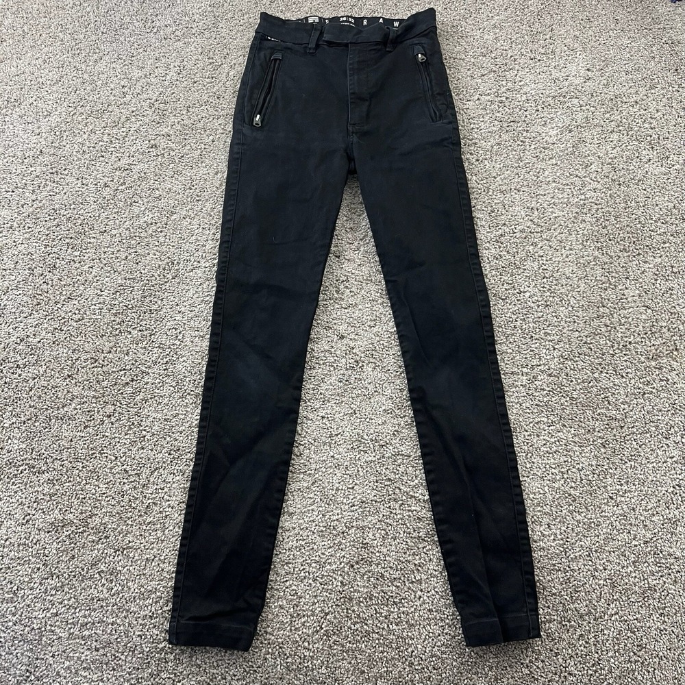 G Star Raw Weld High Jeans Womens 26x32 Black Skinny Chino Denim Streetwear Slim